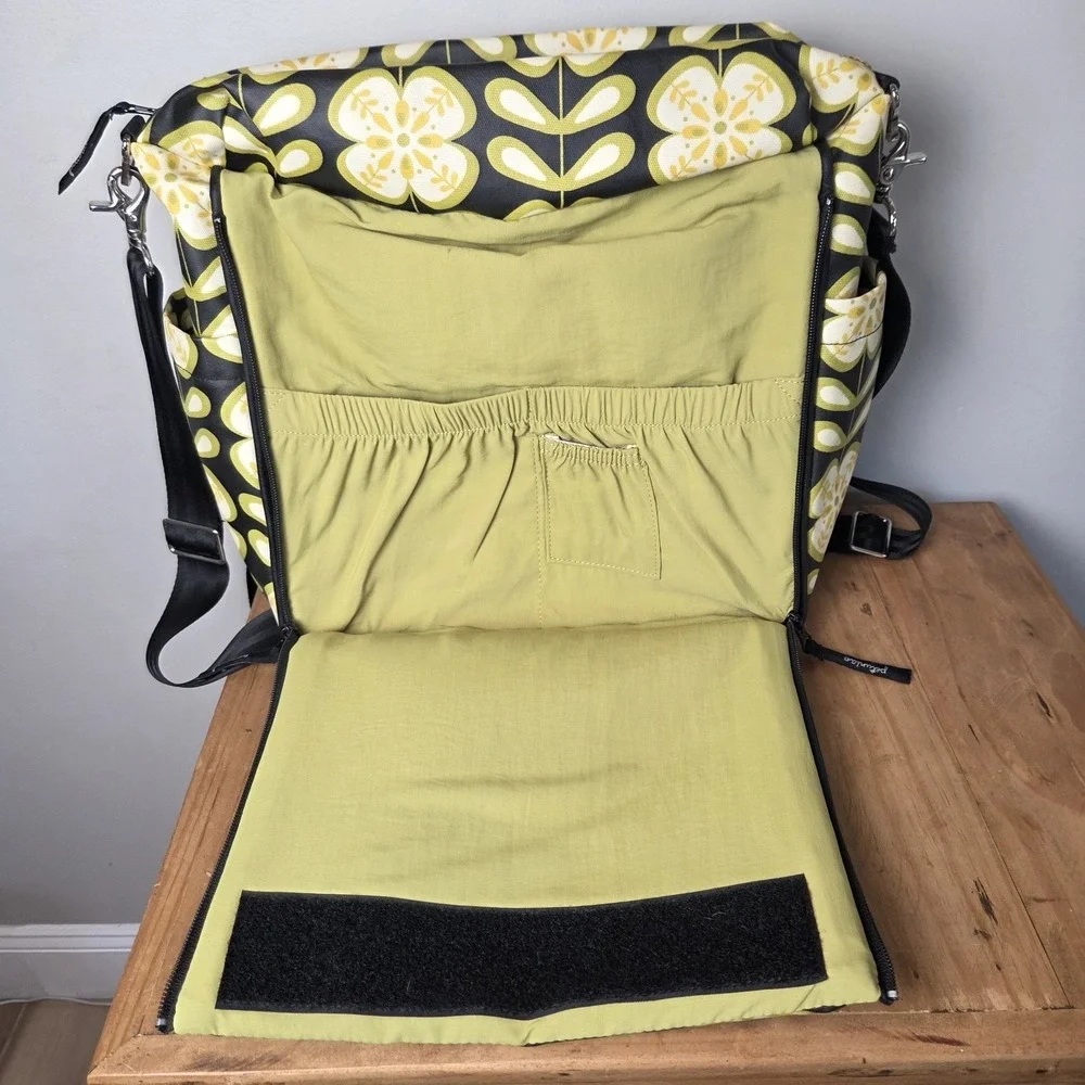Petunia Pickle Bottom Diaper Bag Backpack Yellow Floral Convertible Baby Bag